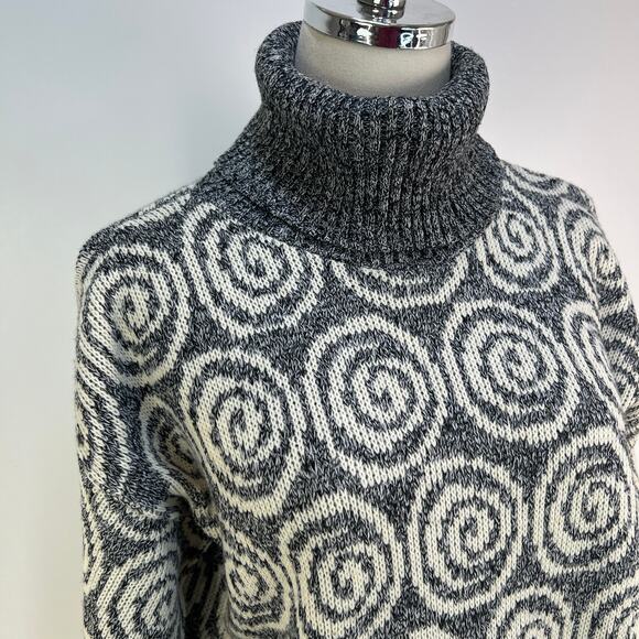 Spiral Acrylic Knit Turtleneck Sweater Pullover Gray Jumper Jeffery Rodgers - Picture 3 of 10